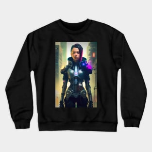 Abstract Cyberpunk Female Cyborg Crewneck Sweatshirt